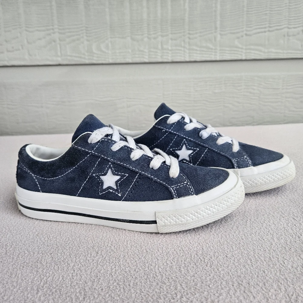 Converse One Star OX Suede Leather Sneakers Youth SZ 1.5 Low Top Tie Blue
